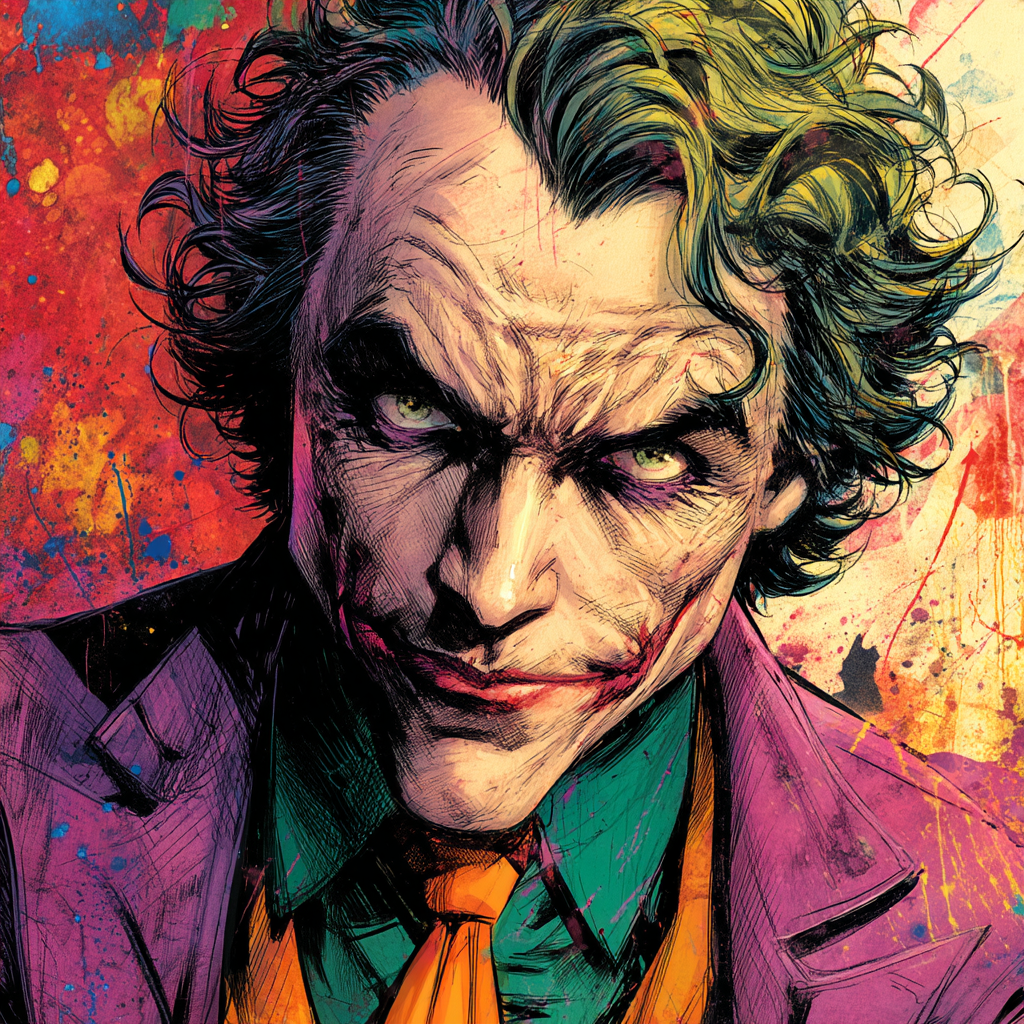 AI generated: Midjourney prompt: The Joker, a Caucasian male in his 40s, with a vil... (Midjourney - Portraits)