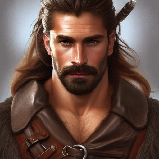 Stable Diffusion prompt: young, ruggedly handsome ranger,...