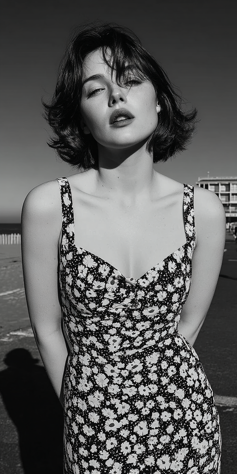 AI generated: Midjourney prompt: woman on a deserted beach in a sundress, modern, i... (Midjourney - Portraits)
