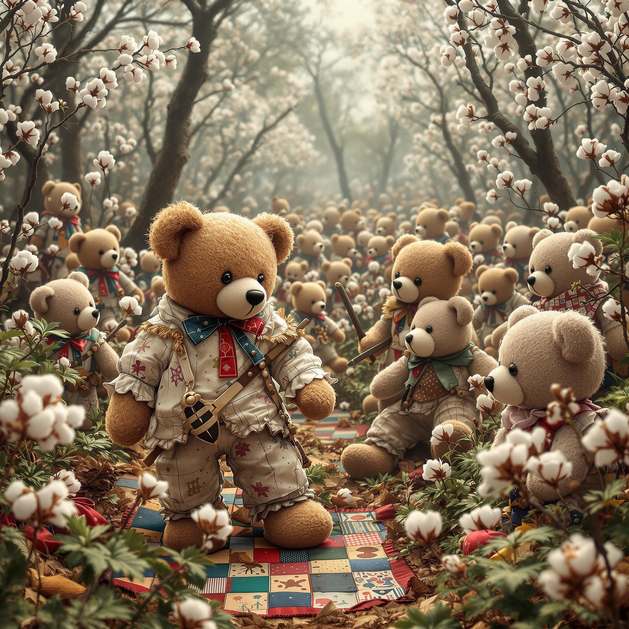 AI generated: FLUX prompt: teddy bear army going to war against an army of r... (FLUX - Animals & Nature)