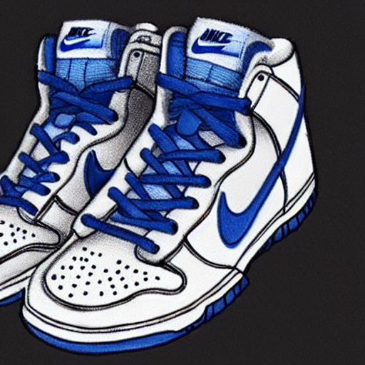 Stable Diffusion prompt: Creates an image of a blue Nike ...