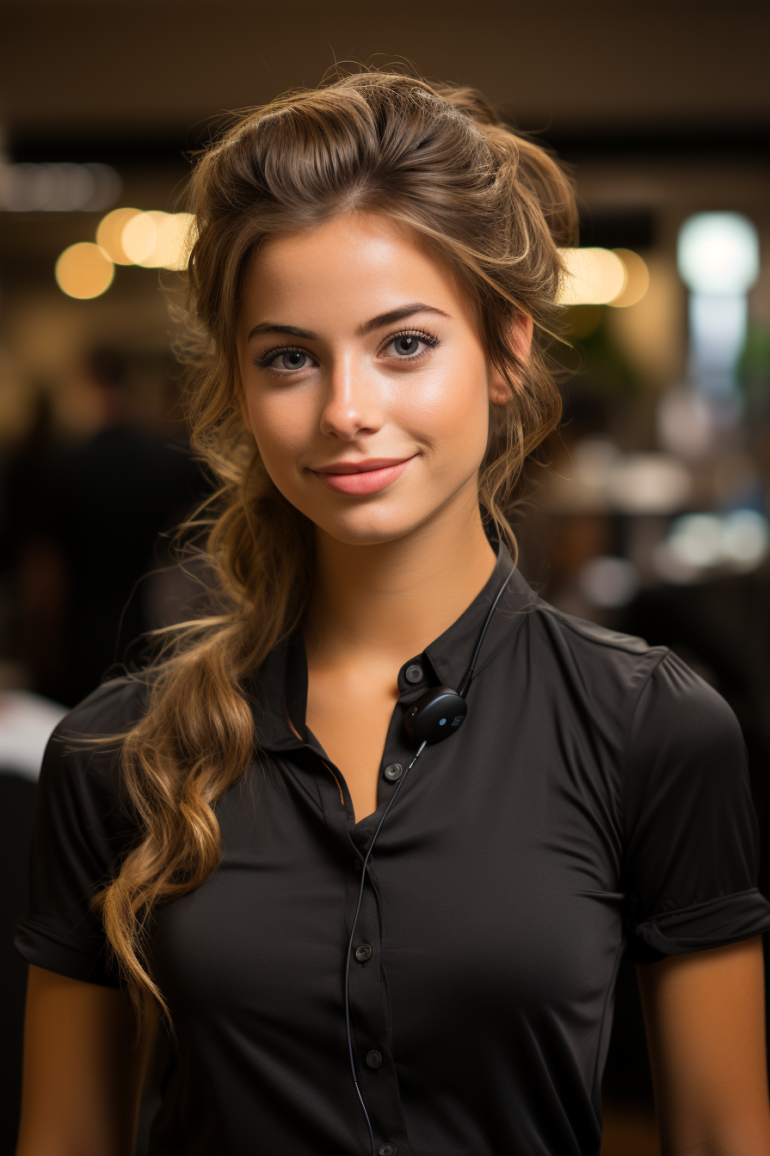AI generated: Midjourney prompt: Emily, the customer care specialist, has a warm an... (Midjourney - Portraits)