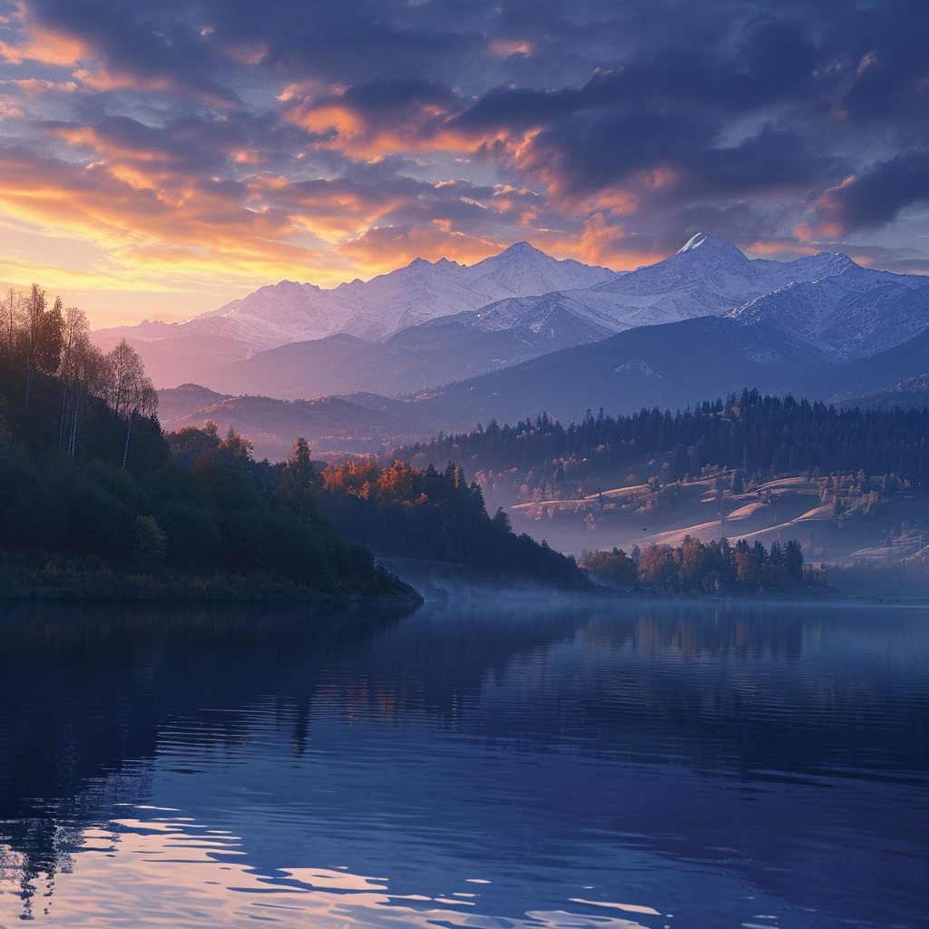 AI generated: Midjourney prompt: Generate an image of a beautiful landscape bathed ... (Midjourney - Landscapes)