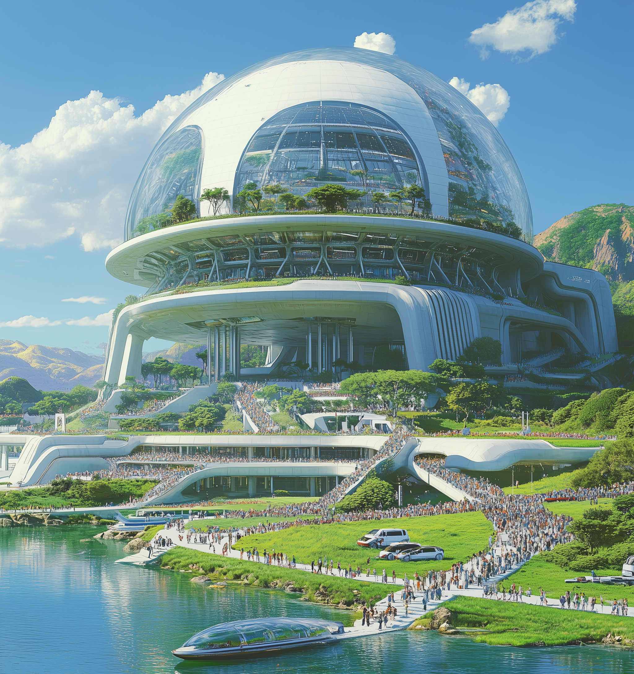 AI generated: Midjourney prompt: A futuristic stadium in the style of Syd Mead and ... (Midjourney - Architecture)