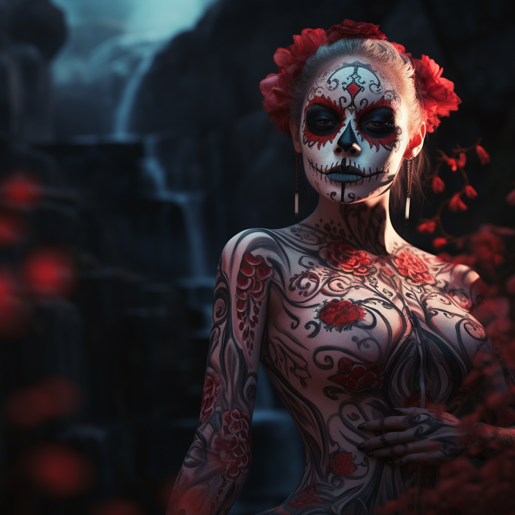 AI generated: Red Catrina (Midjourney - Portraits)