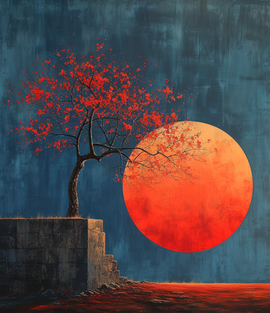 Midjourney prompt: the moonlight in bloom, painting, in the style of ... - Midjourney