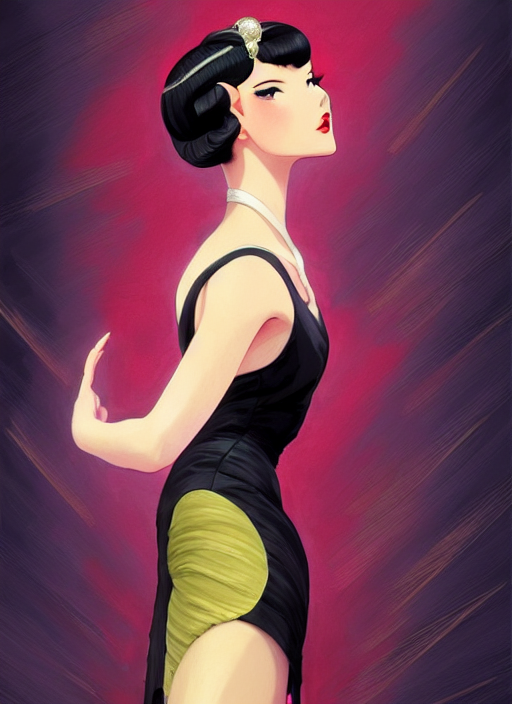 Stable Diffusion prompt: a beautiful dancer with black ha...