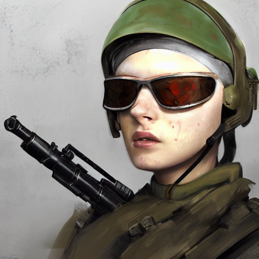Stable Diffusion prompt: Epic portrait, female soldier wi...