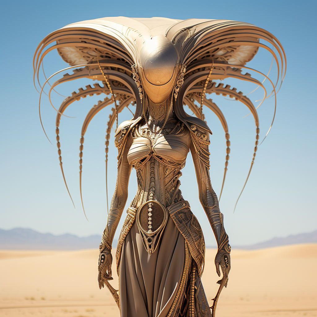 Midjourney prompt: alien creature in desert art hd, in the style of f... - Midjourney