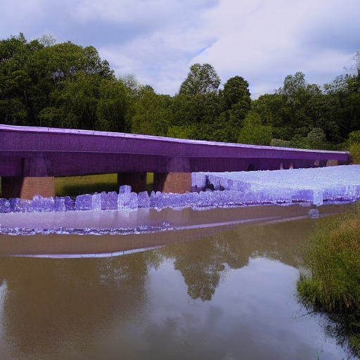 Stable Diffusion prompt: A giant bridge over a wide and c...