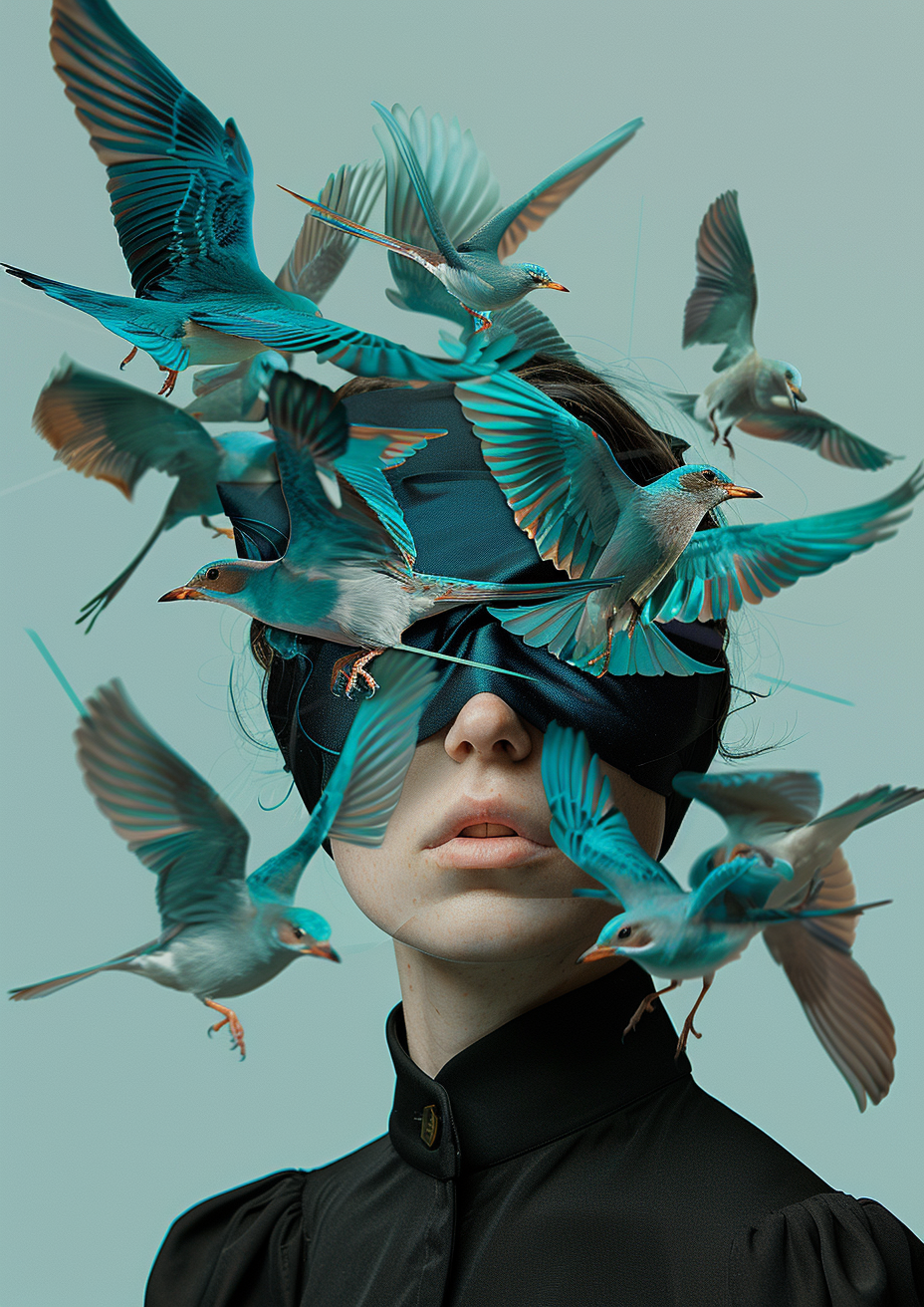 Midjourney prompt: a piece of artwork that contains multiple birds, a... - Midjourney