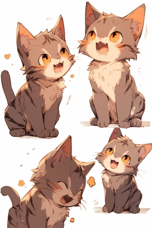 Midjourney prompt: 3x3 grid view of a playful kitten cub, fluffy gray... - Midjourney