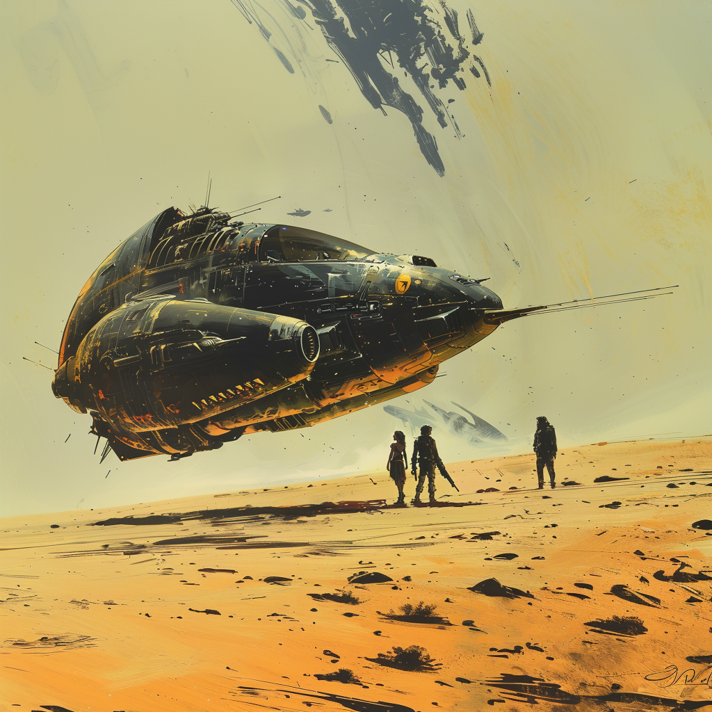 AI generated: Midjourney prompt: 70s dark fantasy book illustration art in the styl... (Midjourney - Concept Art)
