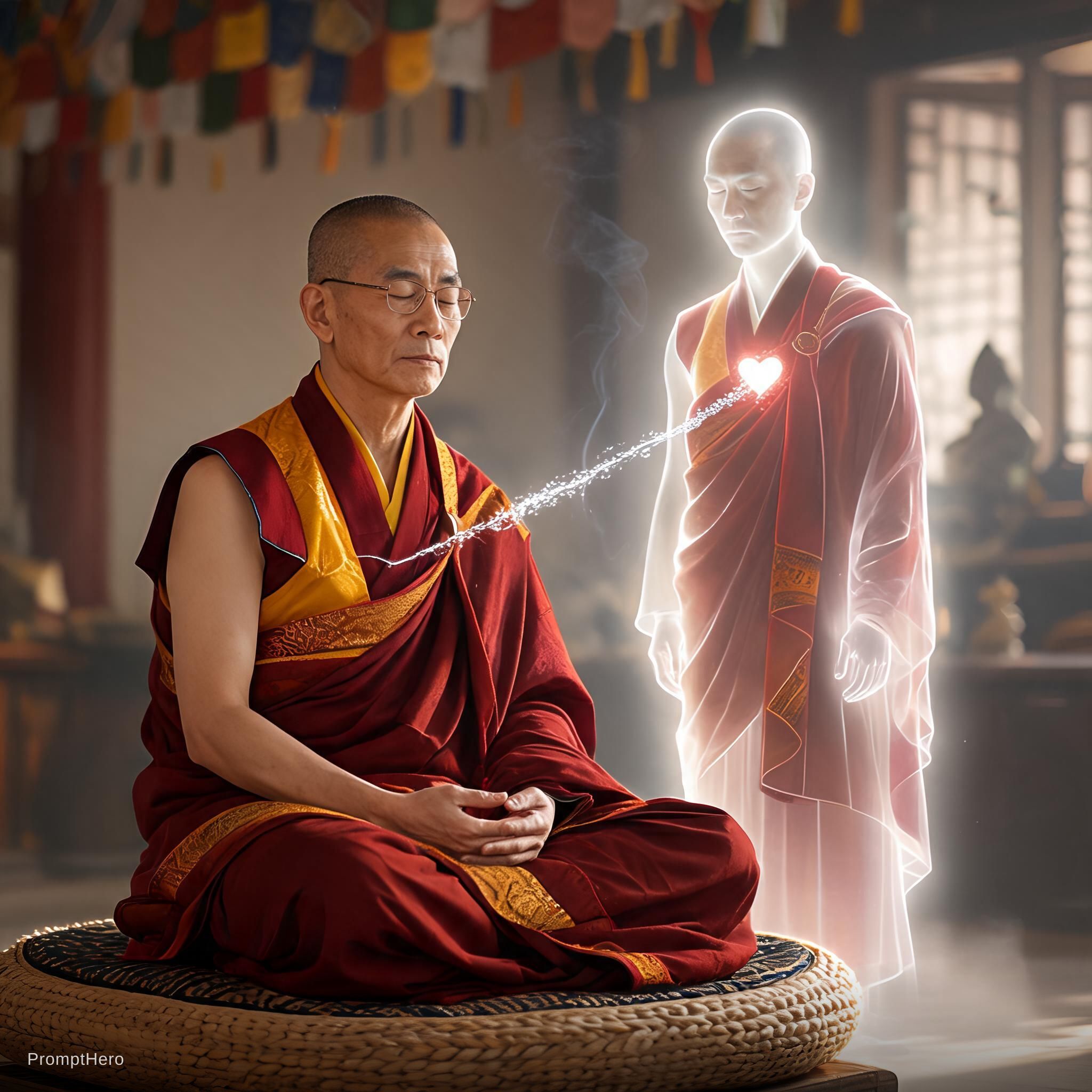 AI generated: Seedream 5 prompt: Generete a buddhist lama sitting in the lotus pos... (Seedream 5 - Concept Art)