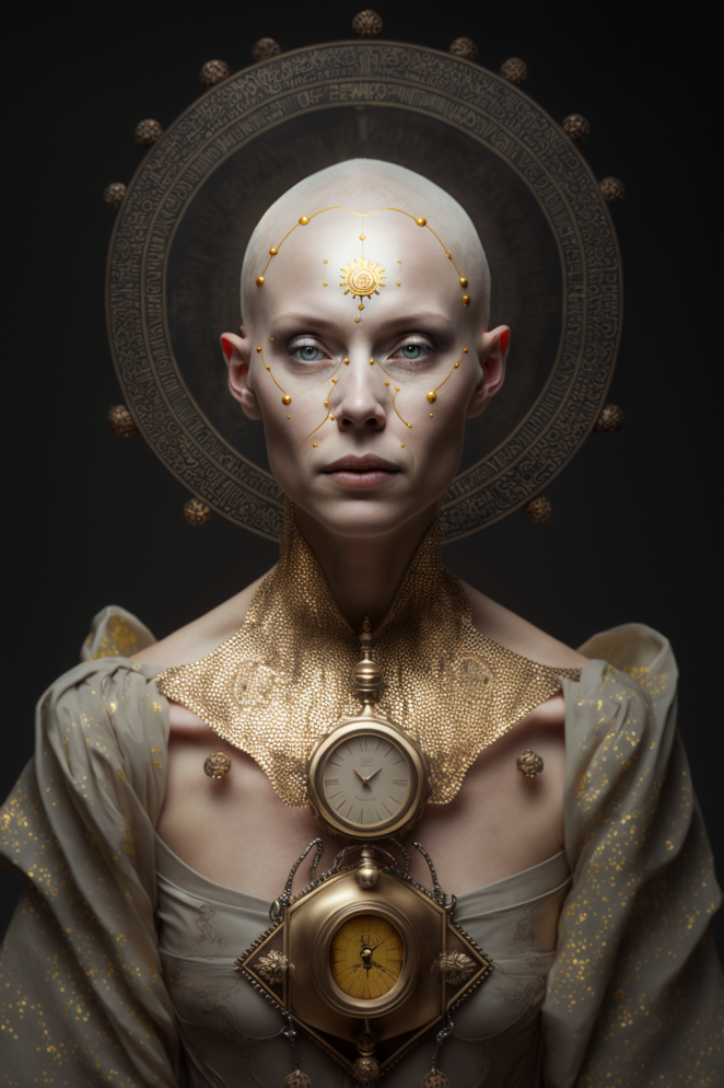AI generated: Midjourney prompt: woman without hair on her head in full growth with... (Midjourney - 3d Renders)