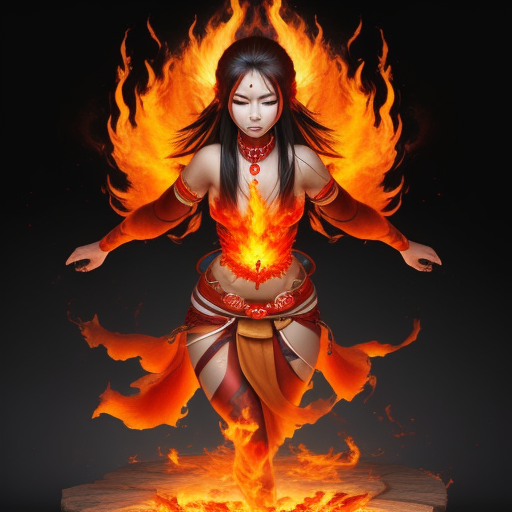 صورة مولدة بالذكاء الاصطناعي: DreamShaper prompt: Beautiful burning Fire Spirit Woman (نموذج DreamShaper - صور شخصية)