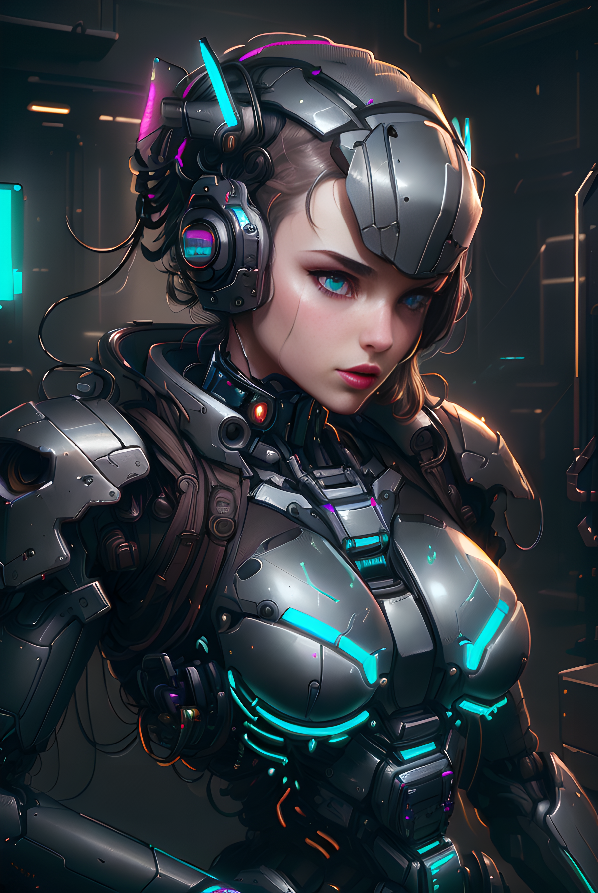 ReV Animated prompt: girl, mechanical prosthesis, mech co...