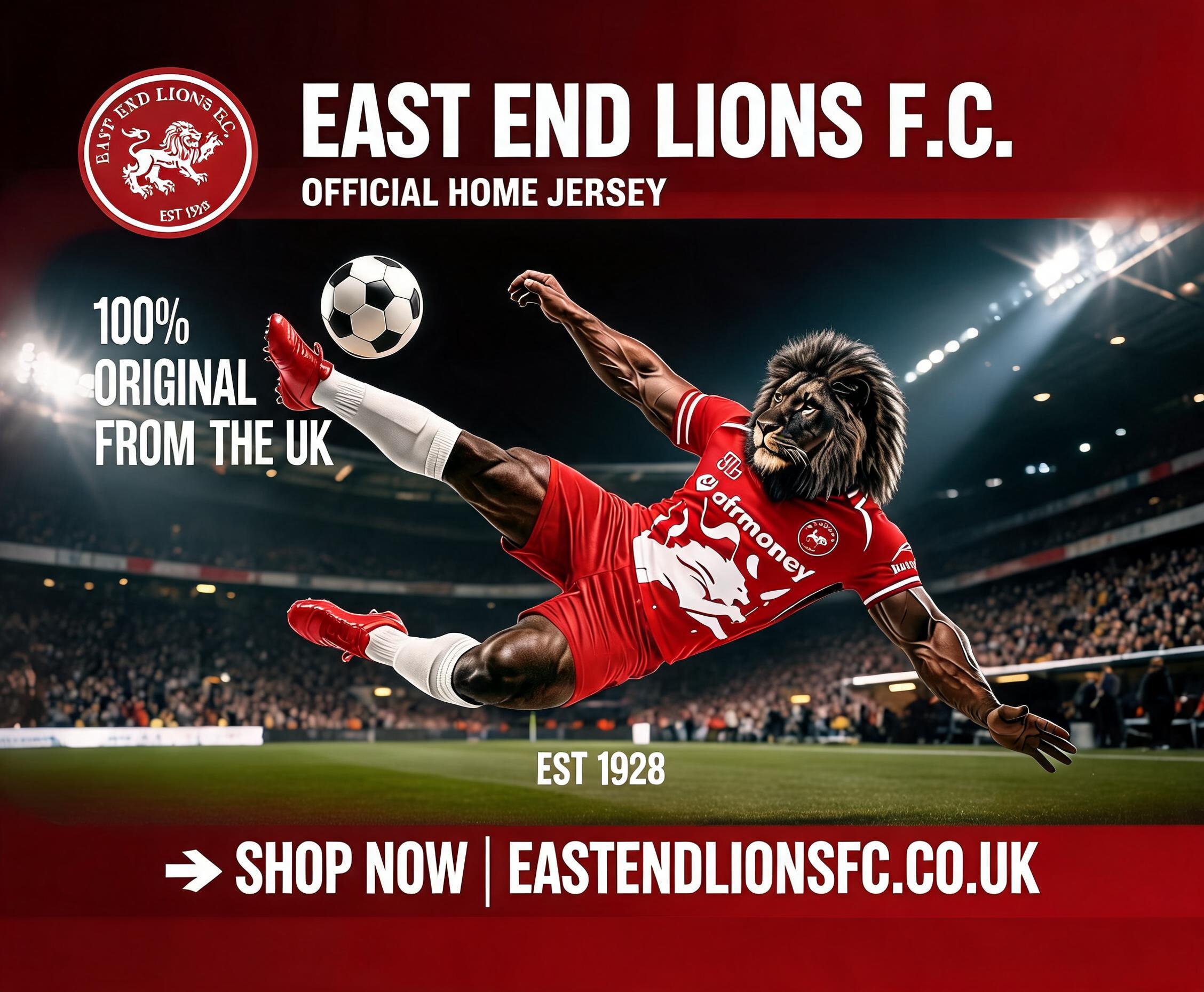 AI generated: Seedream 5 prompt: 100% Original from the UK . East End Lions Jersey ... (Seedream 5 - Concept Art)