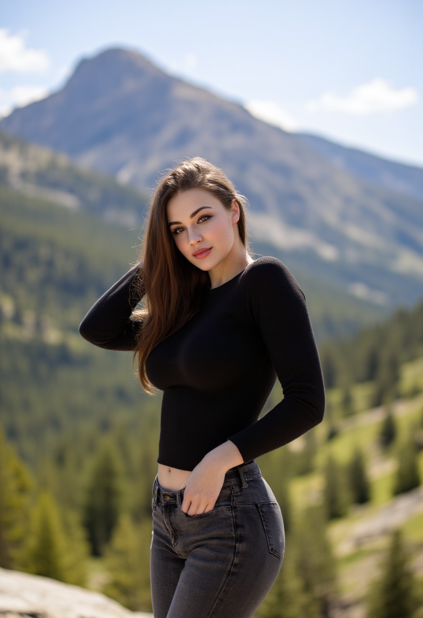AI generated: FLUX prompt: A woman exudes confidence as she strikes a dynamic... (FLUX - Photography)