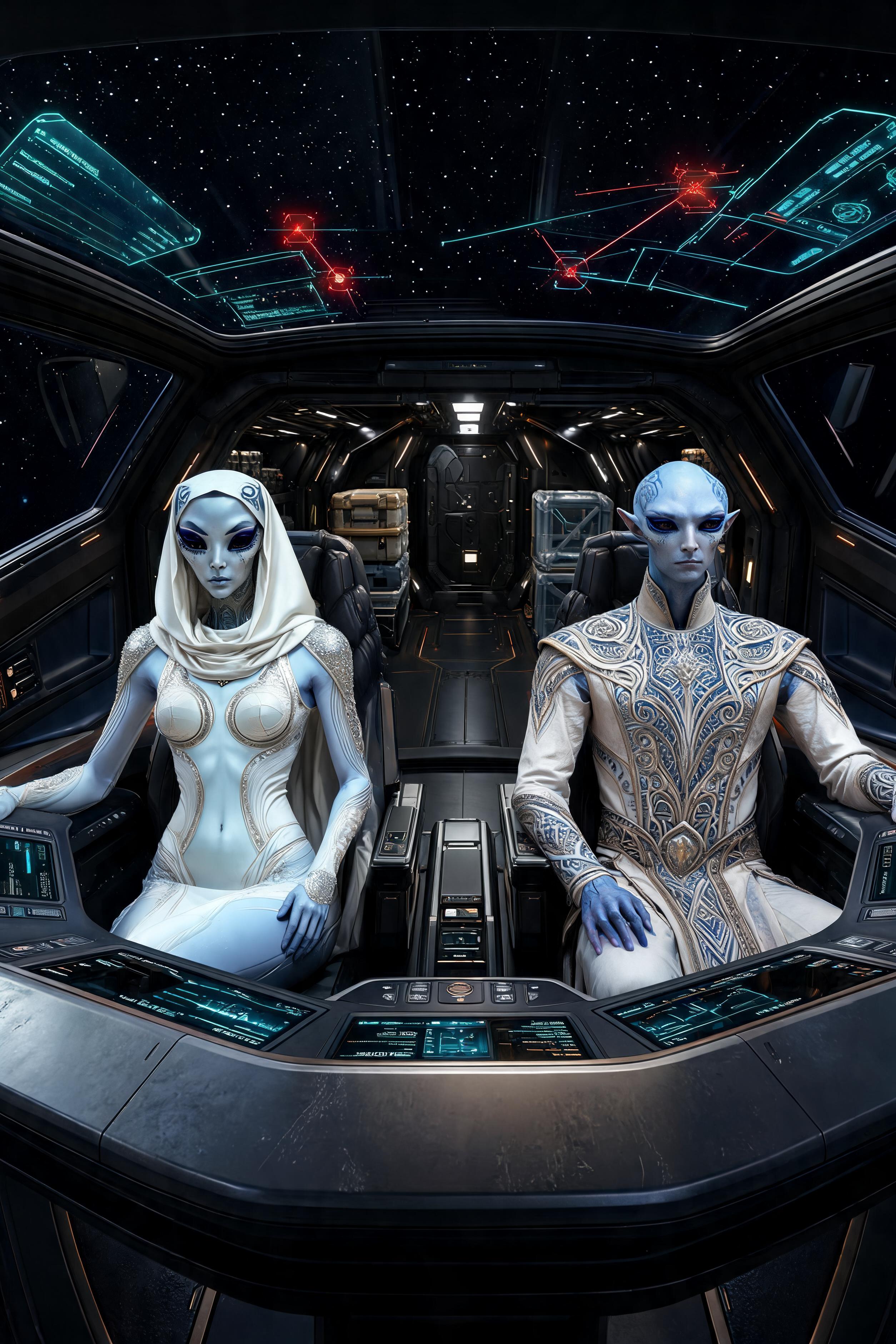 صورة مولدة بالذكاء الاصطناعي: Seedream 5 prompt: Ultra-detailed cinematic sci-fi cockpit interior i... (نموذج Seedream 5 - فن مفاهيمي)