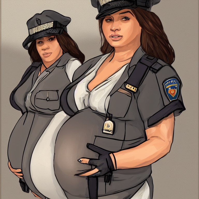 Stable Diffusion prompt: A beautiful pregnant policewomen...