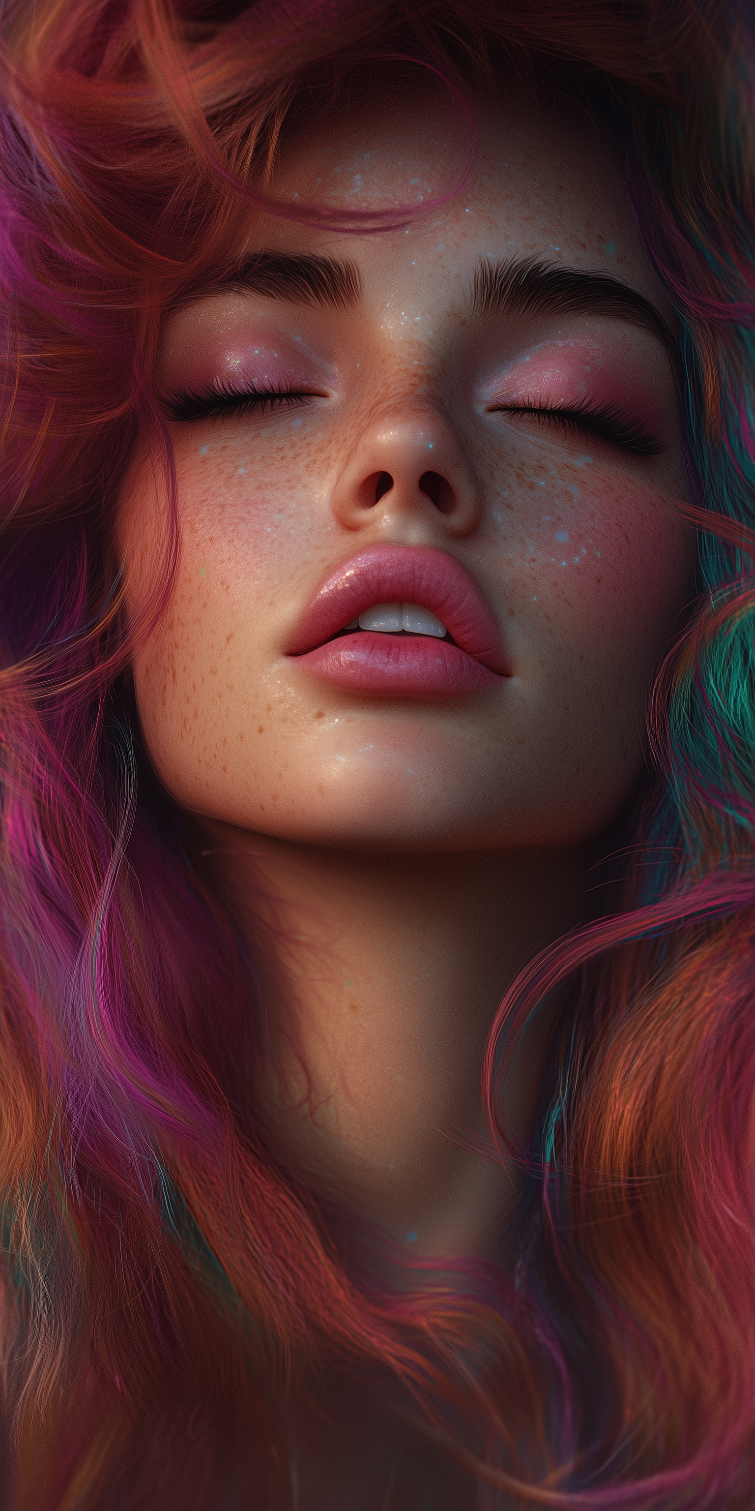 Midjourney prompt: A beautiful woman with vibrant, colorf...