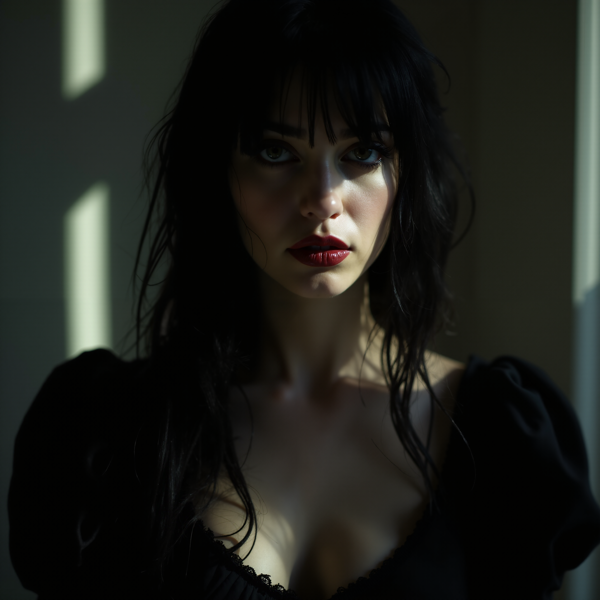 AI generated: FLUX prompt: goth lady 40yo, HDR, shadows and lighting, RAW pho (FLUX - Portraits)