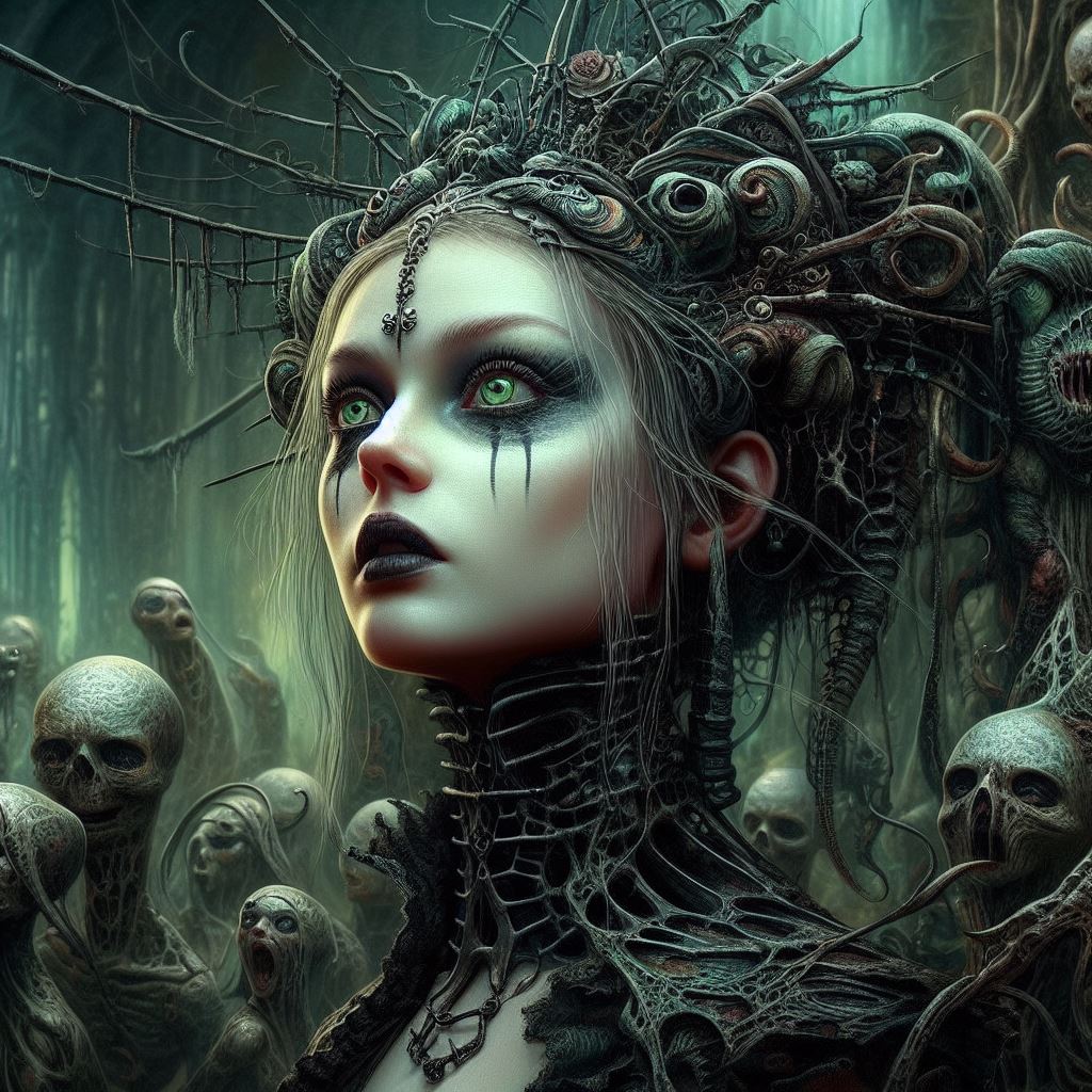 DALL·E prompt: a strange ,mystical world by H.r.Giger and jean an... - DALL·E