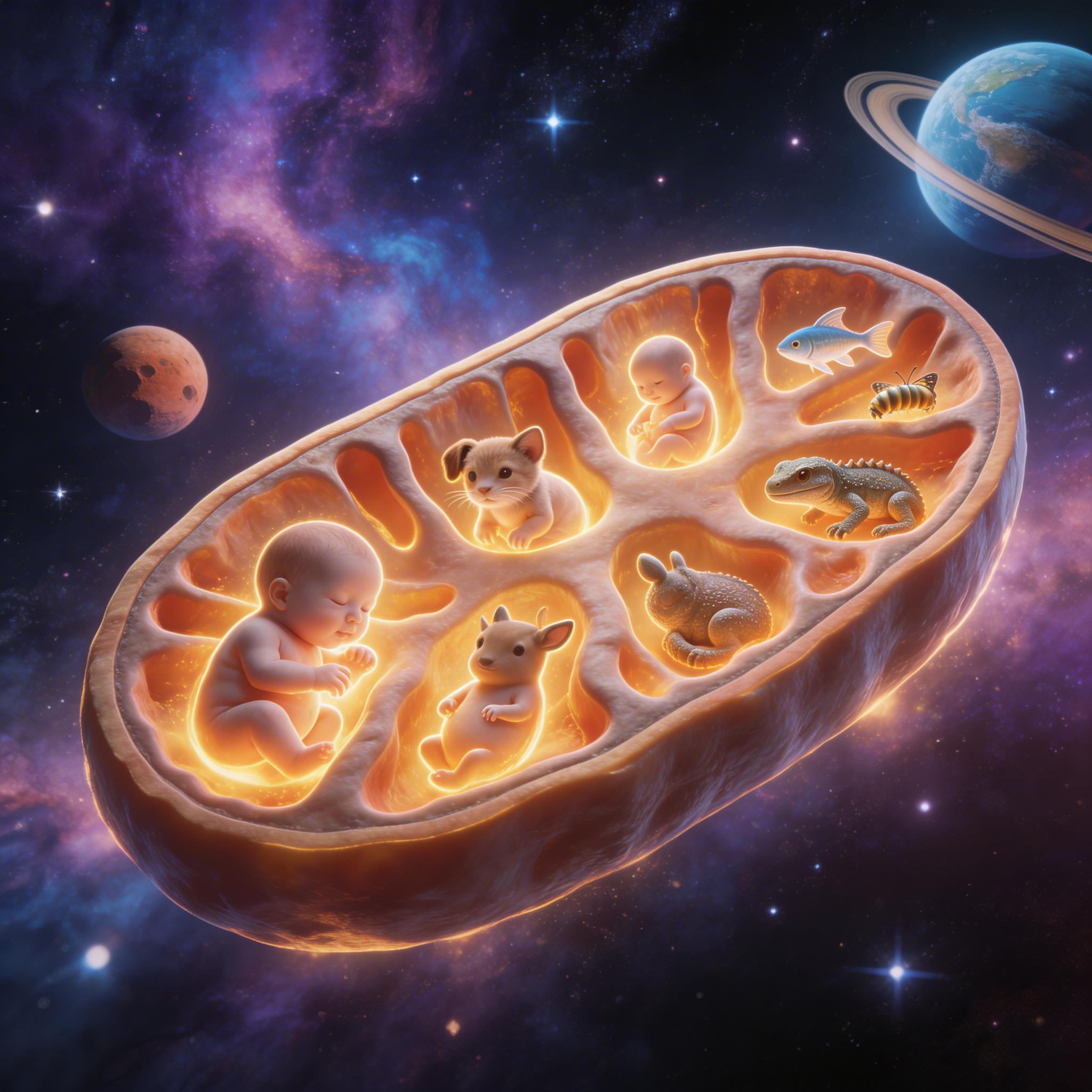 صورة مولدة بالذكاء الاصطناعي: Seedream 5 prompt: mitochondria in the DNA pulsing through it in the ... (نموذج Seedream 5 - فن مفاهيمي)