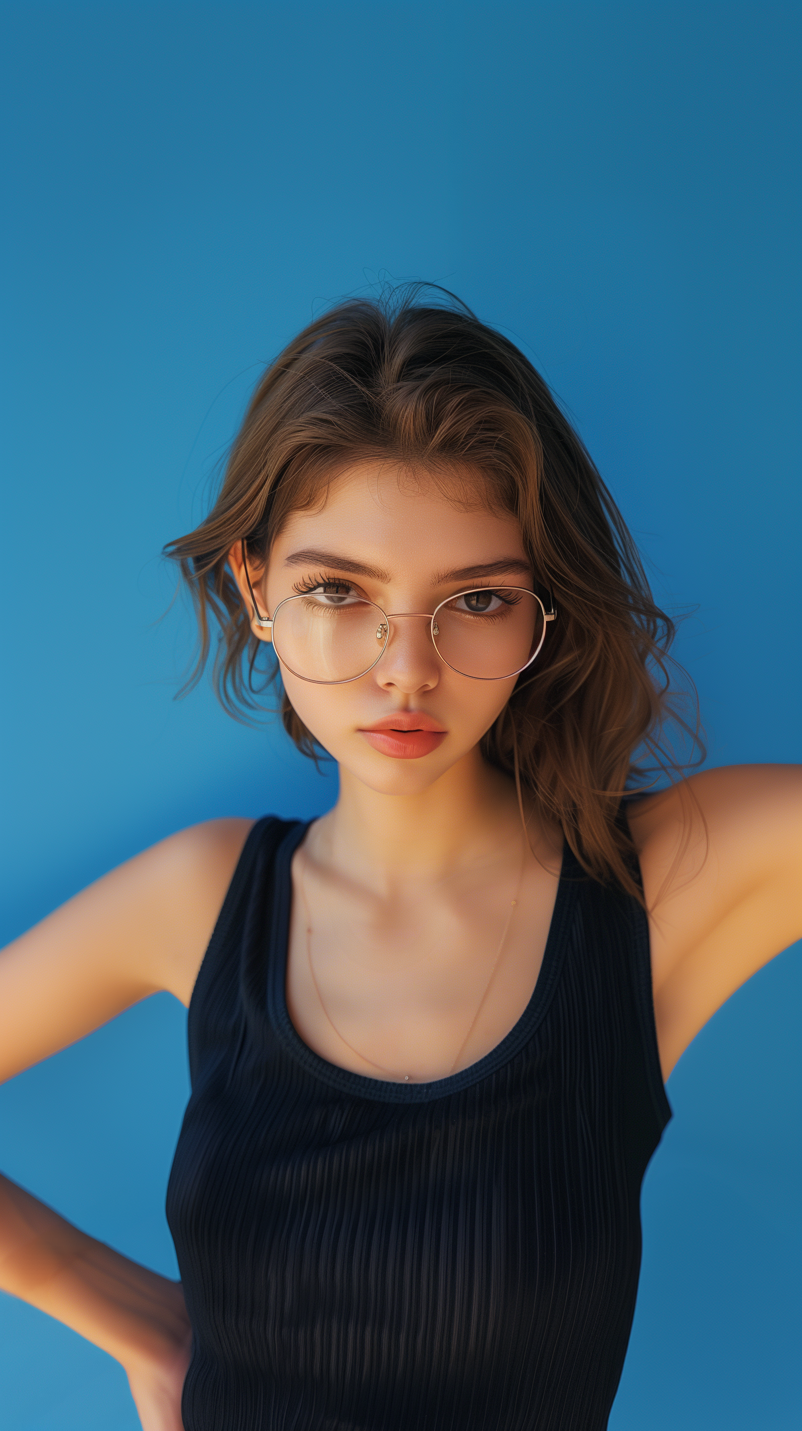 AI generated: Midjourney prompt: photograph, upper-body, young woman model, minimal... (Midjourney - Portraits)