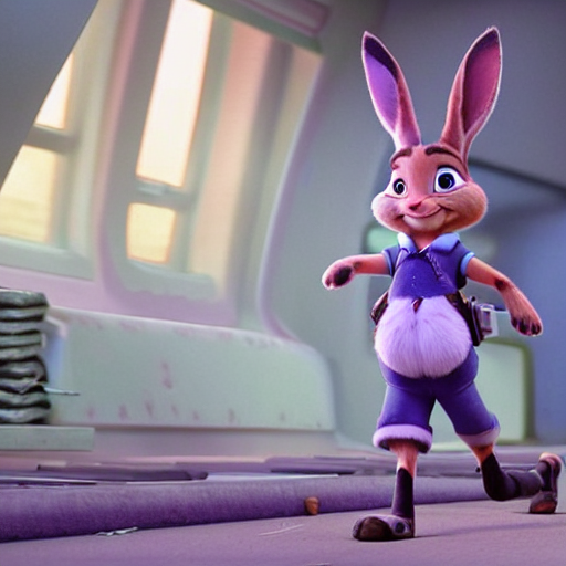 Stable Diffusion prompt: Judy Hopps from Zootopia about t...