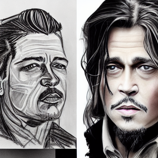 Stable Diffusion prompt: portrait of a mix of Brad Pitt a...