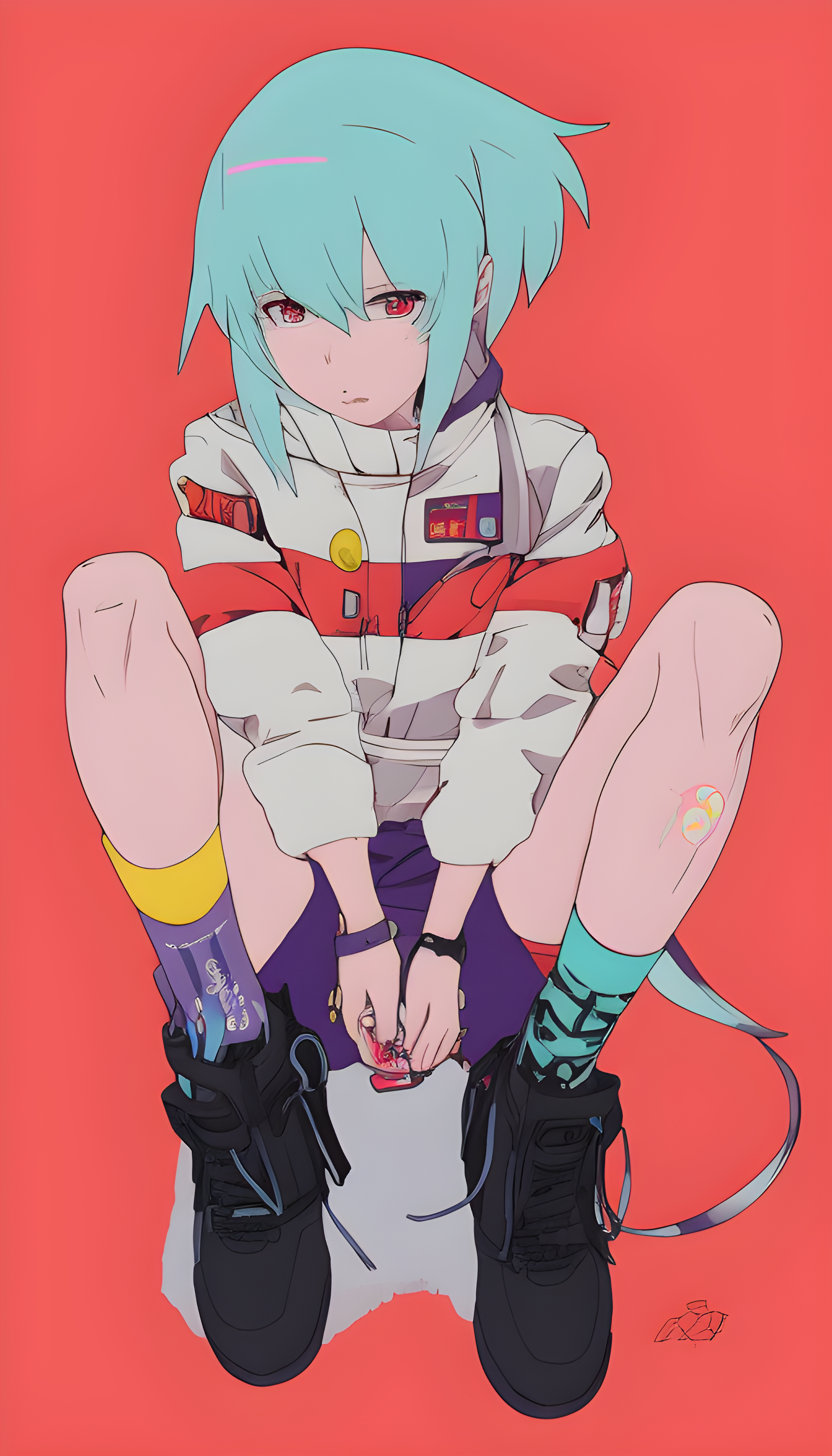 AI generated: Deliberate prompt: a drawing of a person sitting on a toilet, cyberpu... (Deliberate - Anime)