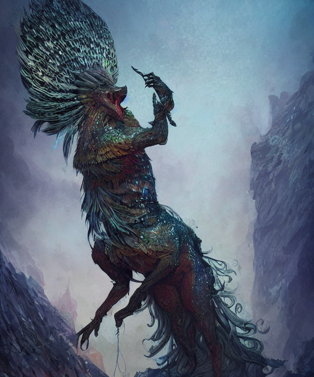 Stable Diffusion prompt: a mythical creature covered in s...