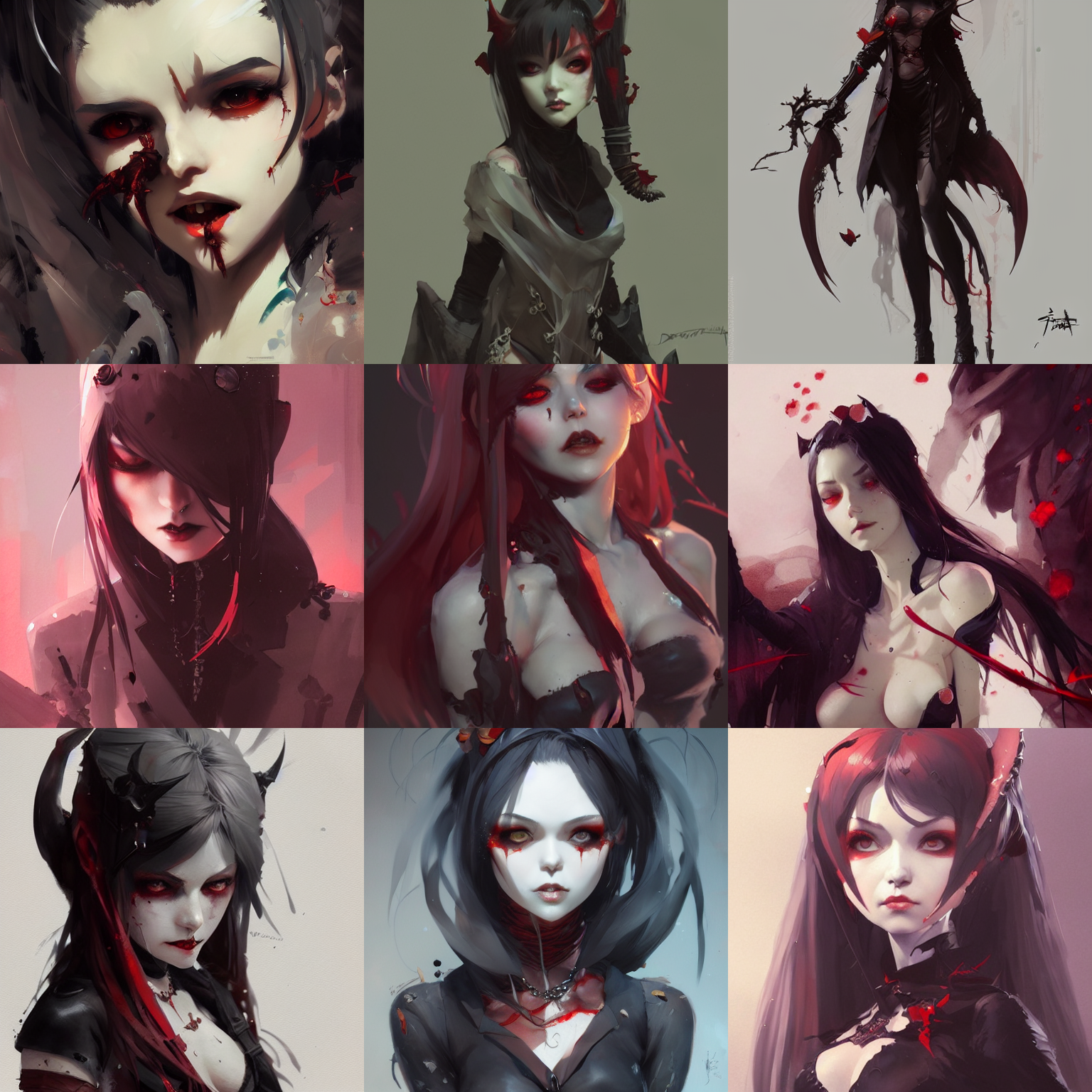 Stable Diffusion prompt: concept art of a cute female vam...