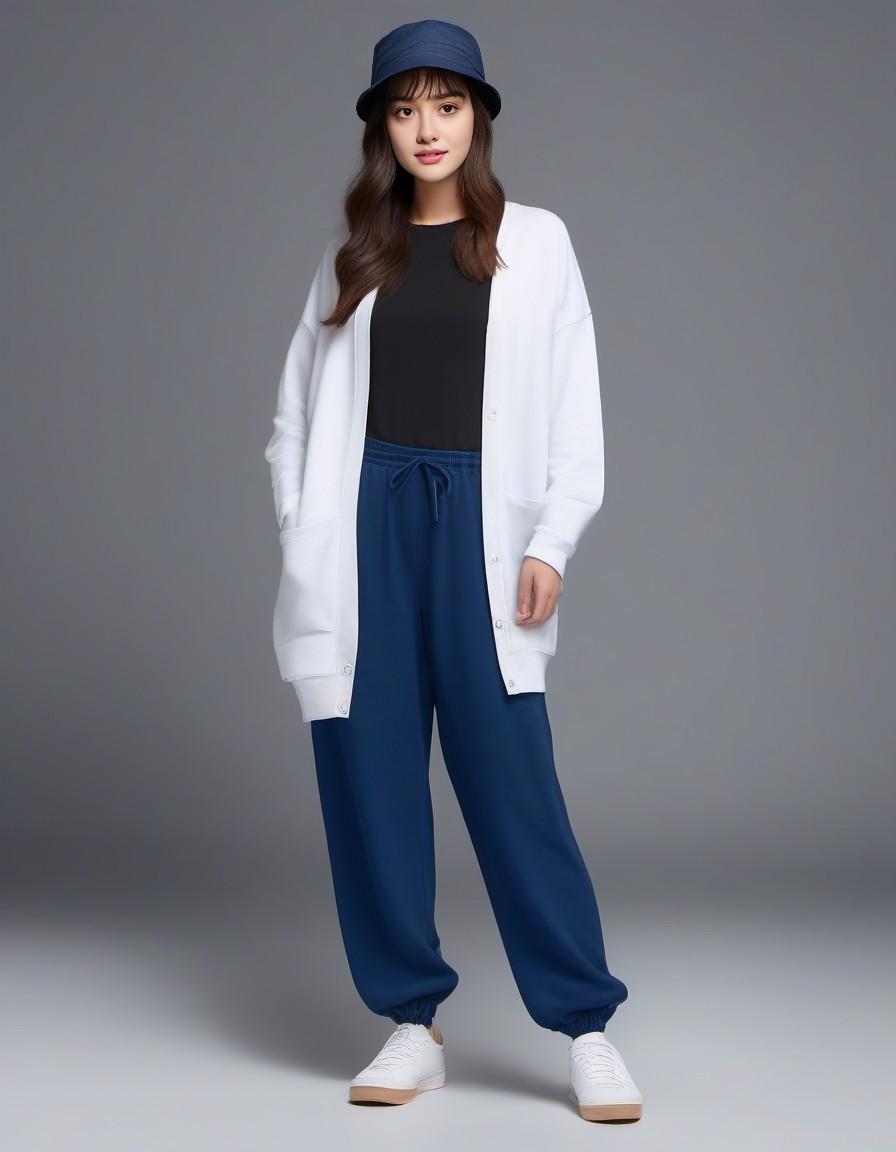 AI generated: DreamShaper prompt: capturing a model, woman wearing long cardigan wit... (DreamShaper - Fashion)