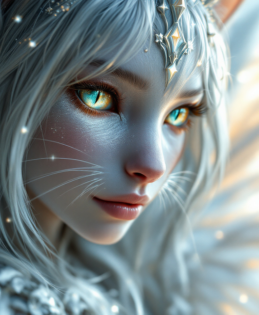 FLUX prompt: prompt A stunningly beautiful cat-girl fairy with... - FLUX