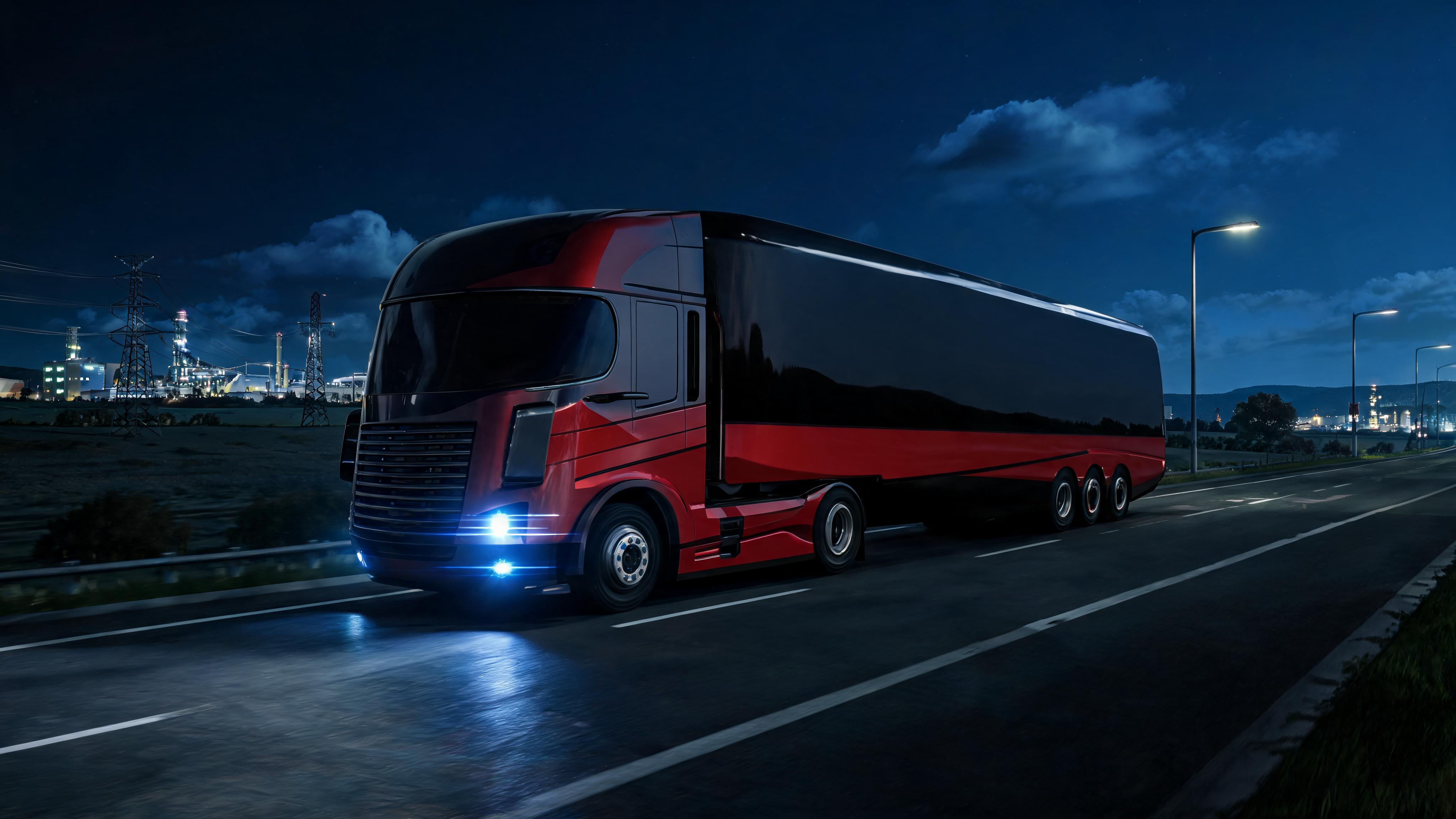 صورة مولدة بالذكاء الاصطناعي: Seedream 5 prompt: Create a unique, futuristic semi-truck by combinin... (نموذج Seedream 5 - فن ثلاثي الأبعاد)