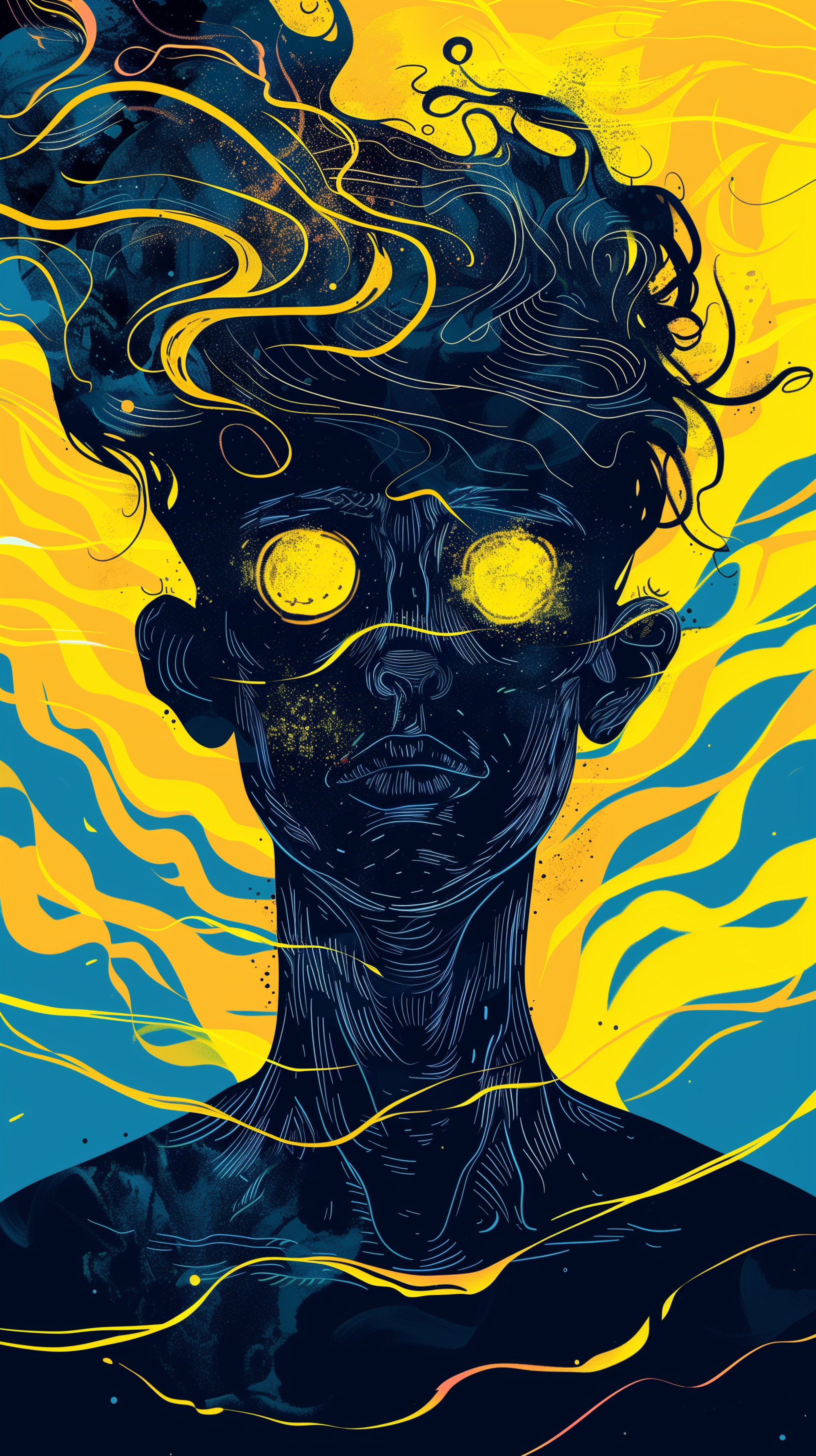 صورة مولدة بالذكاء الاصطناعي: Midjourney prompt: illustration art, upper-body,man, front, gaze, bri... (نموذج Midjourney - فن مفاهيمي)