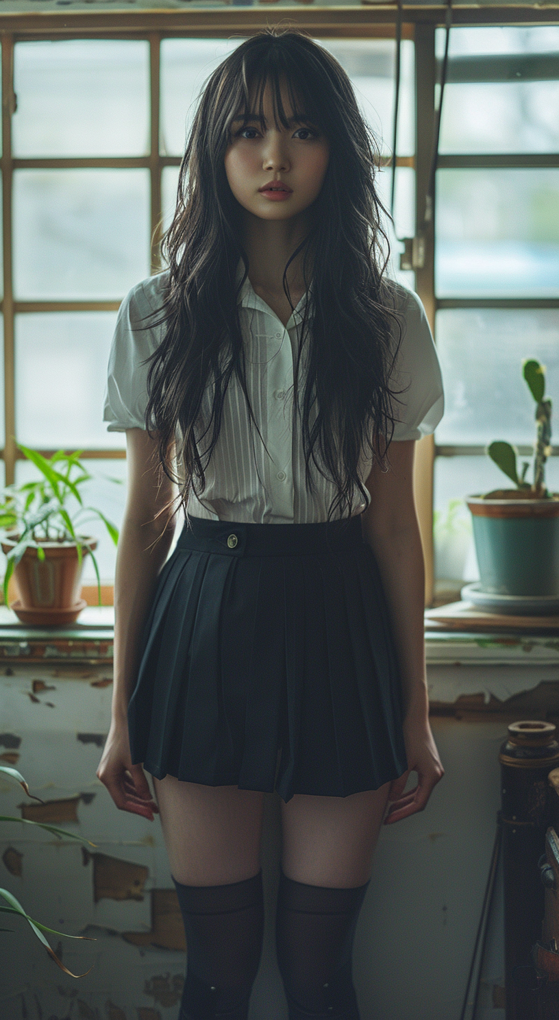 Midjourney prompt: beautiful Japanese woman in a cosplay Japanese hig... - Midjourney