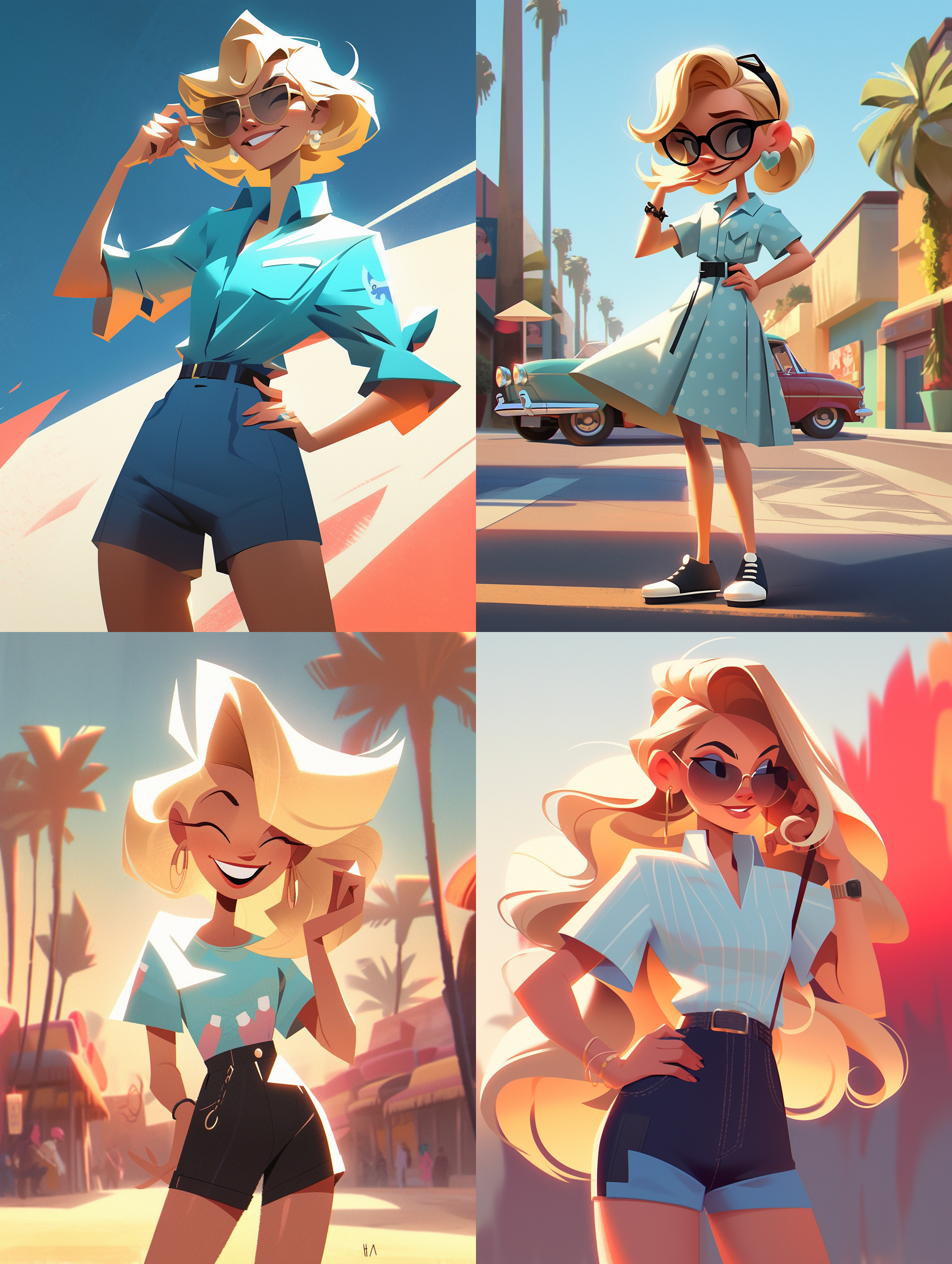 AI generated: Midjourney prompt: a cartoon girl with blonde in shorts., in the styl... (Midjourney - Portraits)