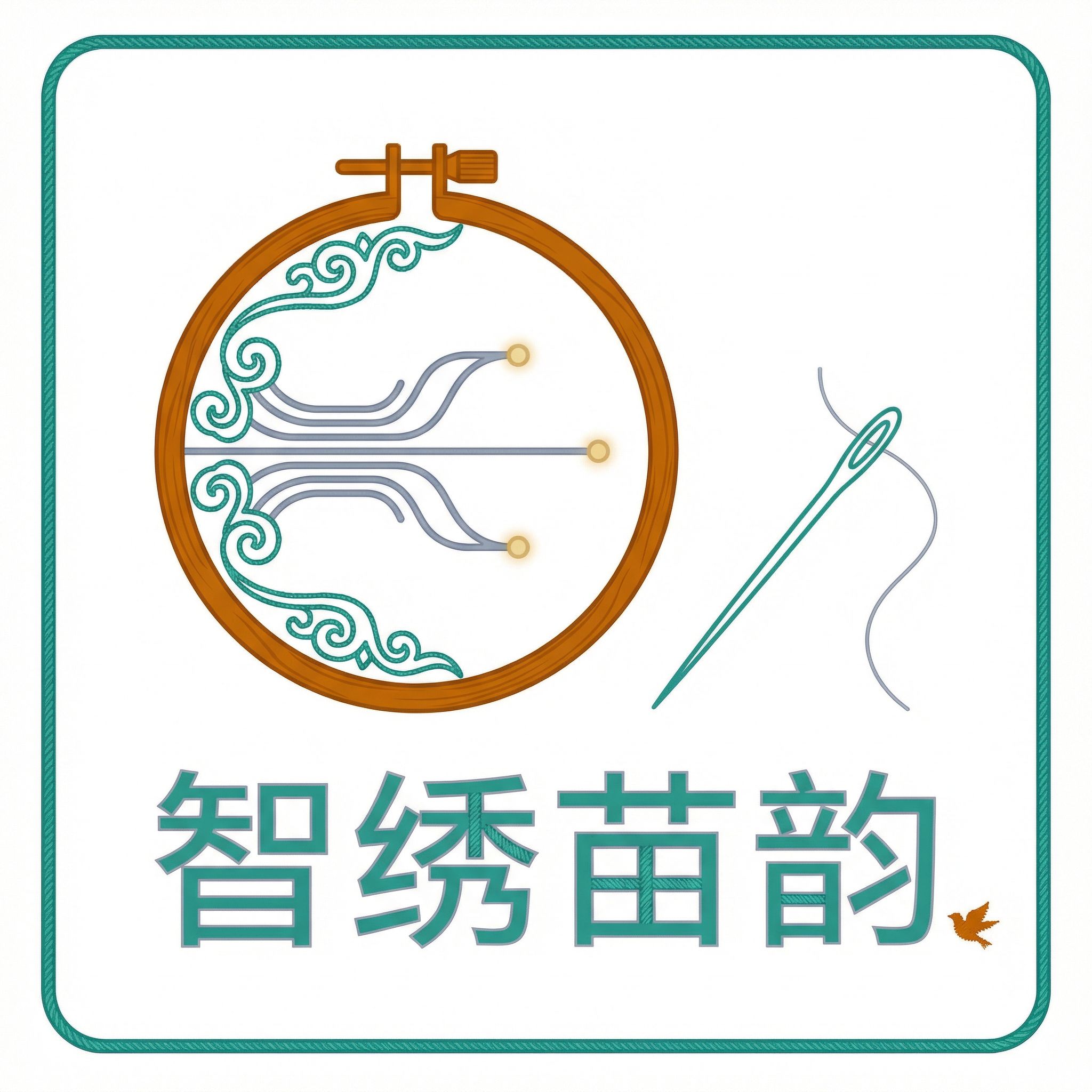 Nano Banana prompt: 智绣苗韵Logo新风格详细生图提示词 极简国潮+科技线条风格Logo,...