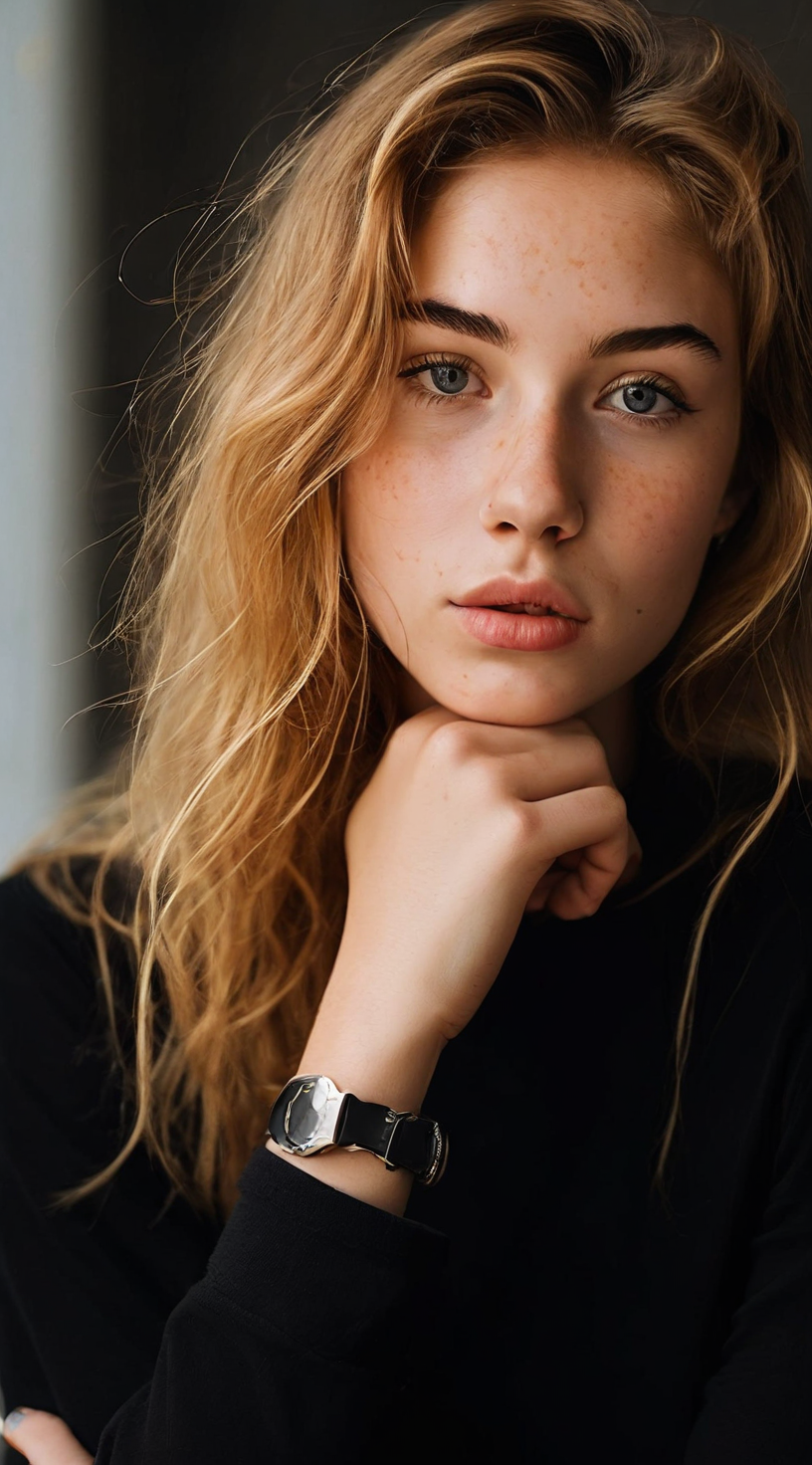 AI generated: Stable Diffusion prompt: An image of a thoughtful young woman with honey-bl... (Stable Diffusion - Photography)