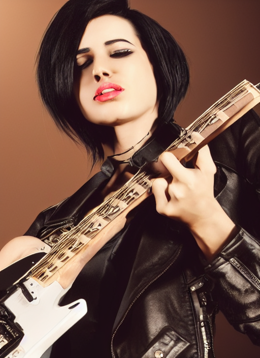 Stable Diffusion prompt: woman with black hair and a open...
