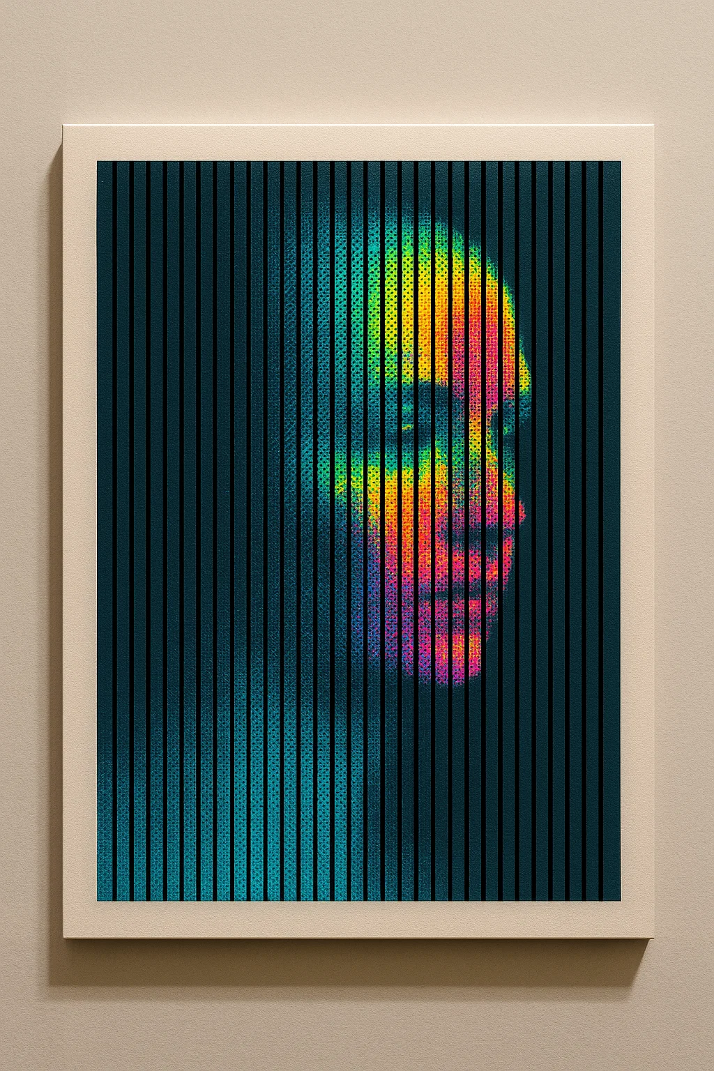 AI generated: OrangeChillMix prompt: { "scene": "Parallel black slits over a blue por... (OrangeChillMix - Photography)