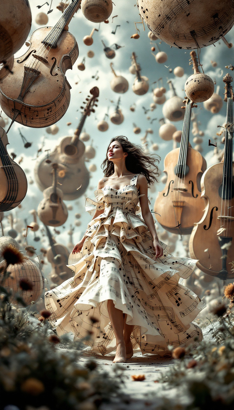 AI generated: FLUX prompt: 26. A whimsical, full-body scene of a woman walkin... (FLUX - Portraits)