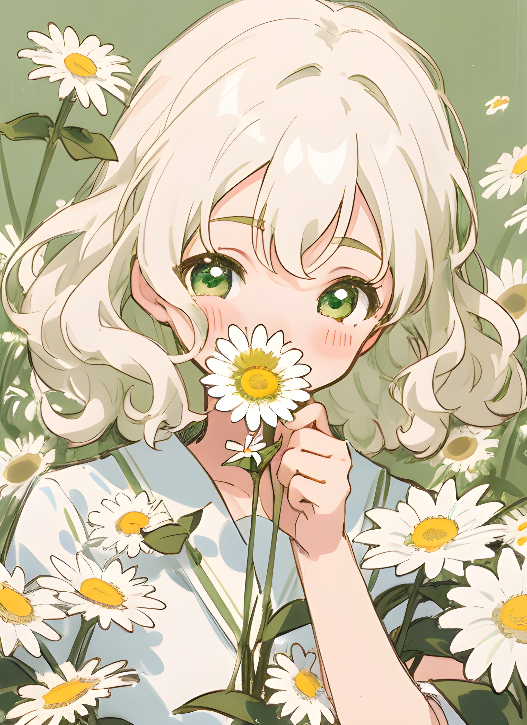 Counterfeit-V2.5 prompt: a close up of a person holding a flower, by Yanaga... - Counterfeit-V2.5