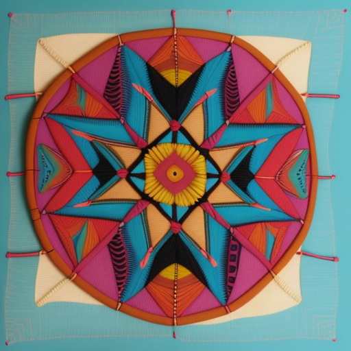 DreamShaper prompt: artesania textil indigena kuna con figuras geometr... - DreamShaper