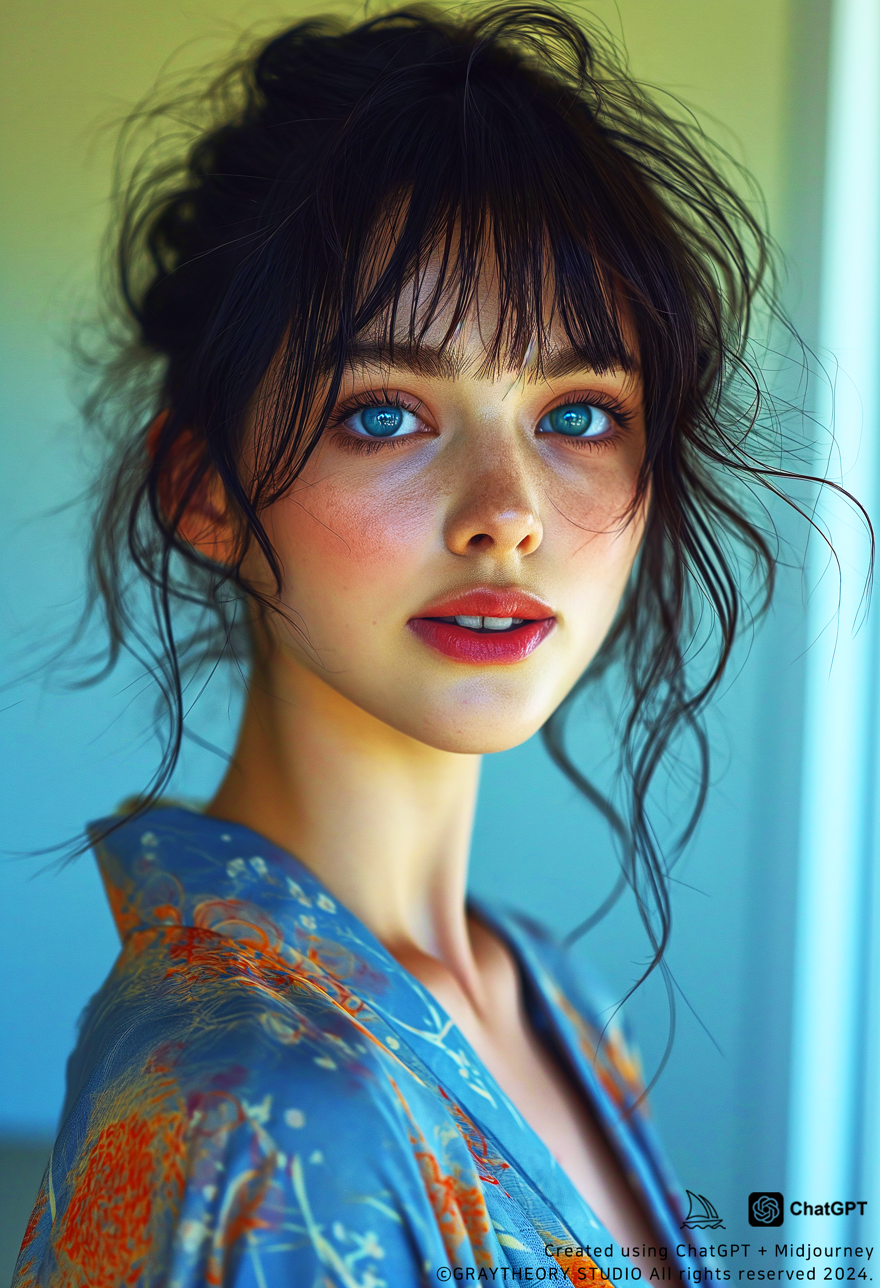Midjourney prompt: photo featuring a model poses for a selfie, in the... - Midjourney