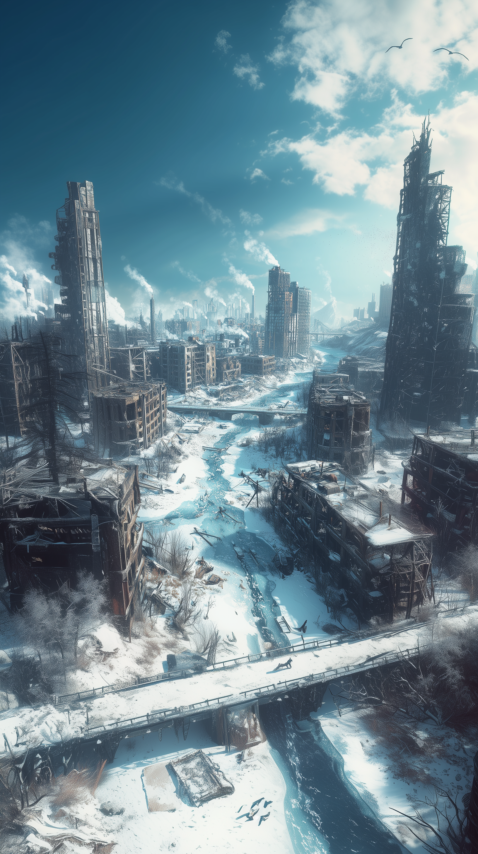 AI generated: Midjourney prompt: game concept environment art, long range, post-apo... (Midjourney - Concept Art)